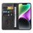 For iPhone 14 Plus Wallet Phone Cover Calf Texture Auto-absorbed Magnetic Leather Stand Phone Case - Black - 2