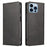 Flip Phone Case Wallet for iPhone 13 Pro Max 6.7 inch , Magnetic Leather Stand Calf Texture Cover - Black - 1