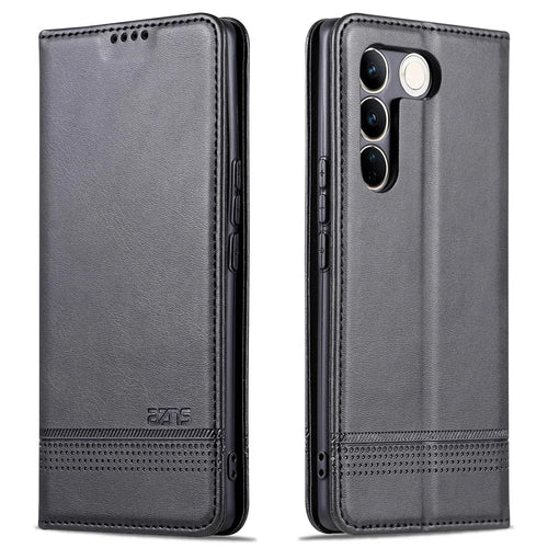 AZNS For vivo S16 / S16 Pro Phone Stand Case PU Leather Wallet Magnetic Phone Cover - Black - 1