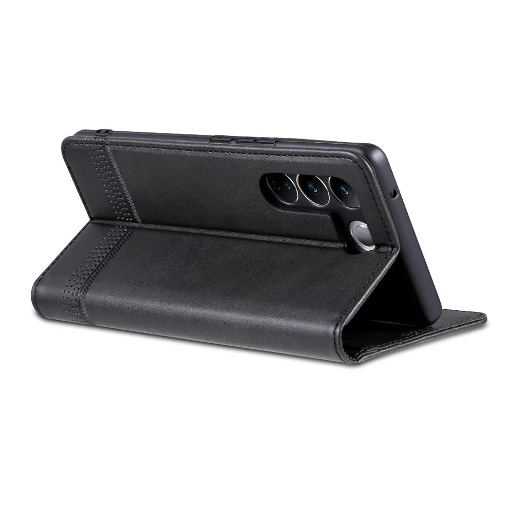 AZNS For vivo S16 / S16 Pro Phone Stand Case PU Leather Wallet Magnetic Phone Cover - Black - 4