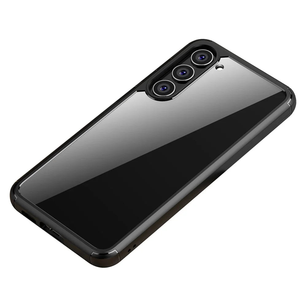 IPAKY For Samsung Galaxy S23 Anti-drop Phone Case TPU + PC Transparent Cell Phone Cover - Black - 1