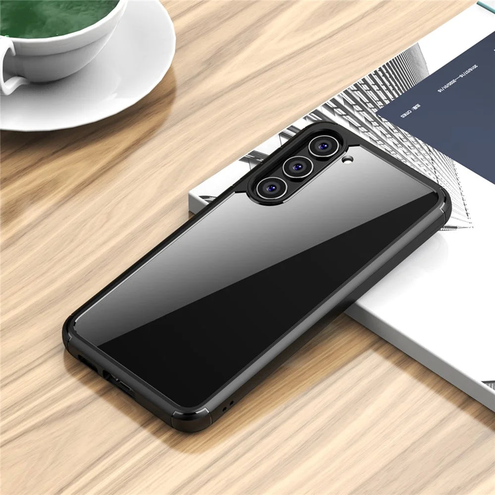 IPAKY For Samsung Galaxy S23 Anti-drop Phone Case TPU + PC Transparent Cell Phone Cover - Black - 2
