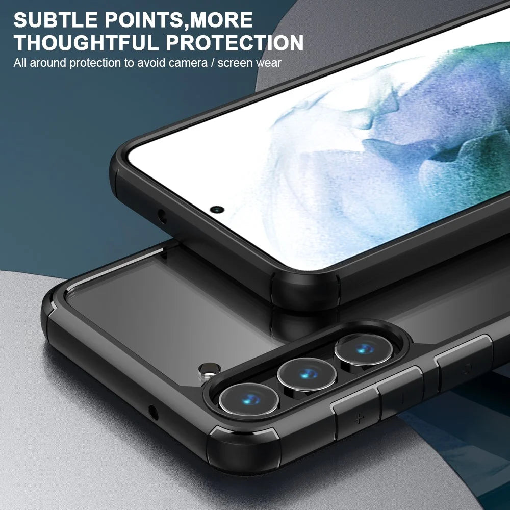 IPAKY For Samsung Galaxy S23 Anti-drop Phone Case TPU + PC Transparent Cell Phone Cover - Black - 3