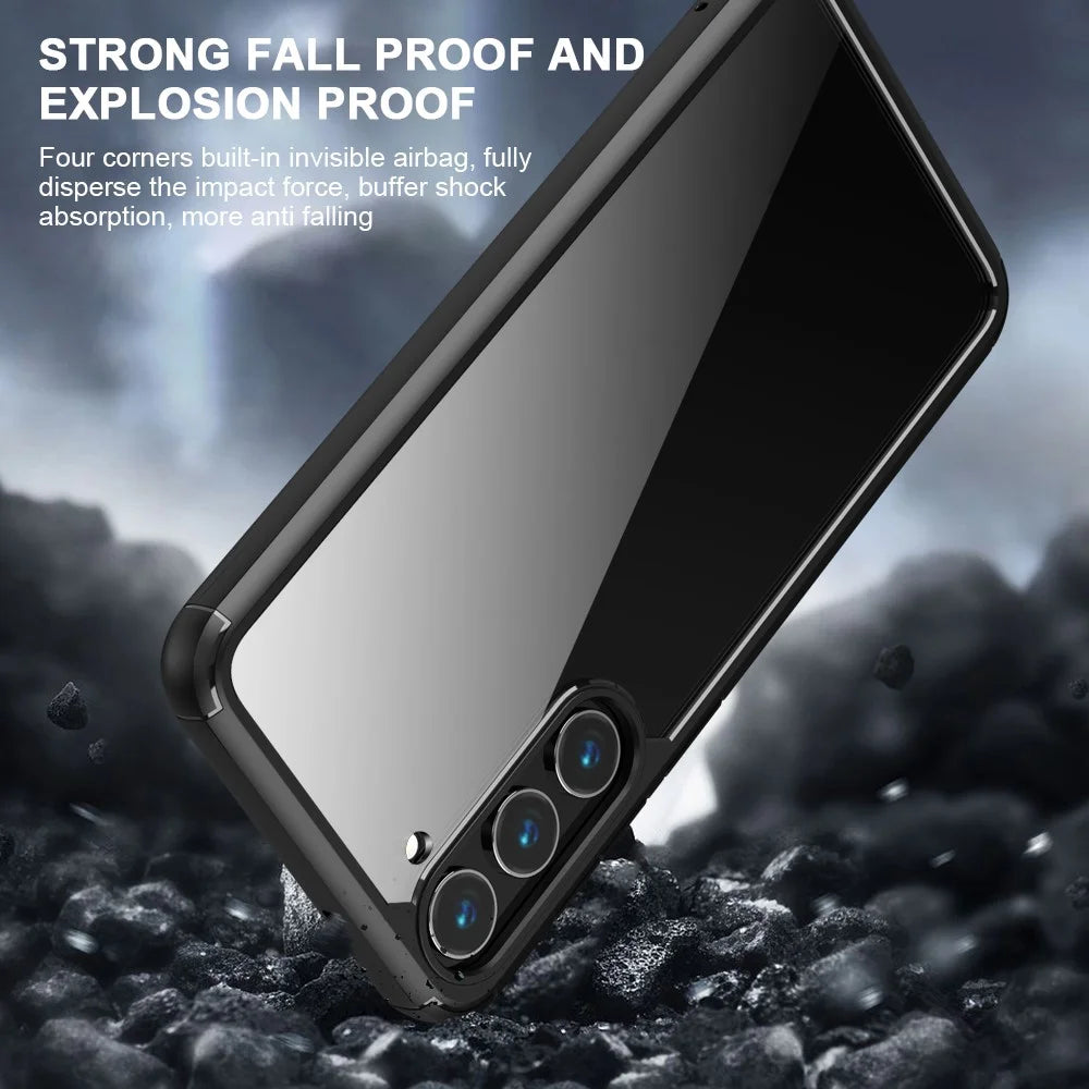 IPAKY For Samsung Galaxy S23 Anti-drop Phone Case TPU + PC Transparent Cell Phone Cover - Black - 4