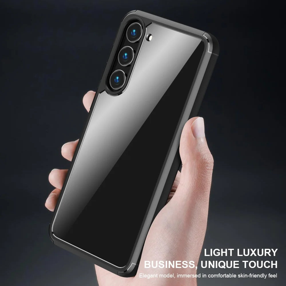 IPAKY For Samsung Galaxy S23 Anti-drop Phone Case TPU + PC Transparent Cell Phone Cover - Black - 6