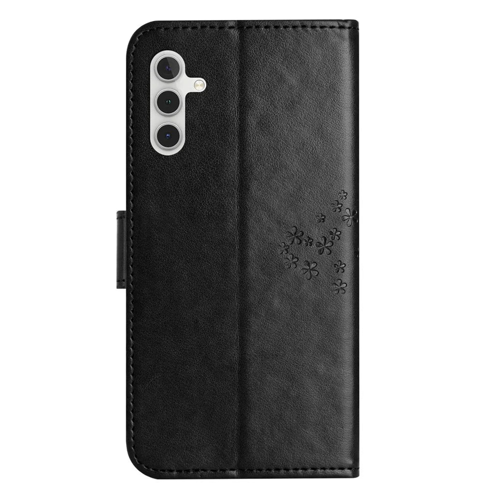For Samsung Galaxy A24 4G (162.1 x 77.6 x 8.3mm) Phone Wallet Case Owl Tree Imprinted PU Leather Stand Phone Cover - Black - 5
