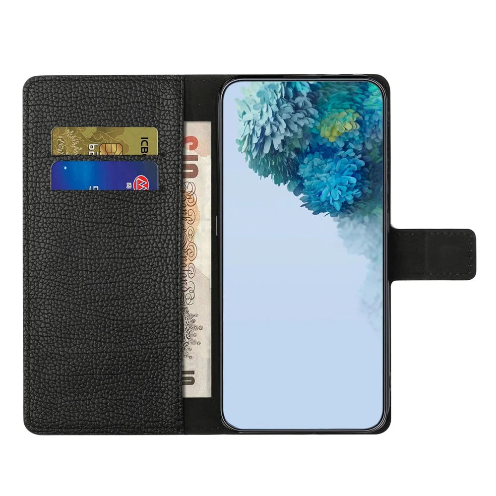 For Samsung Galaxy A24 4G (162.1 x 77.6 x 8.3mm) Litchi Texture Phone Case Stand Wallet Leather Phone Cover - Black - 3