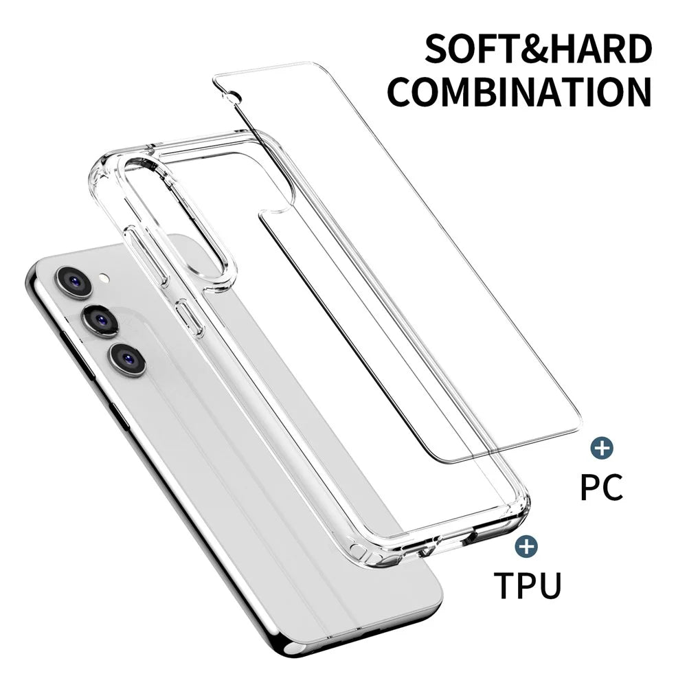 IPAKY Diamond Series for Samsung Galaxy S23 Phone Case High Transparency PC+TPU Anti-drop Back Cover - Transparent - 2