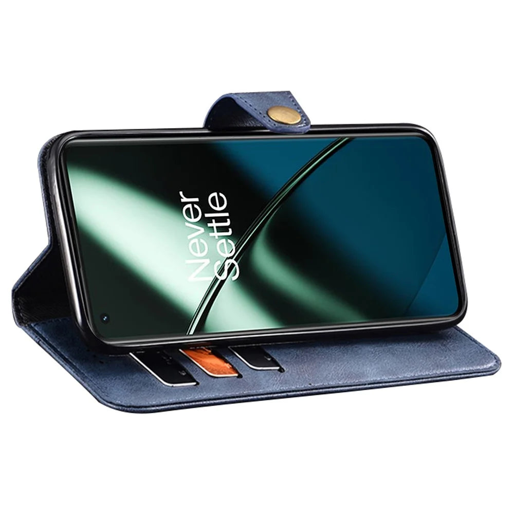 IDEWEI For OnePlus 11 5G Phone Flip Case Fine Texture TPU+PU Leather Wallet Phone Stand Cover - Black - 3