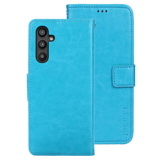 IDEWEI For Samsung Galaxy A34 5G PU Leather Flip Phone Cover Protective Case Stand Feature Crazy Horse Texture Wallet - Sky Blue - 1