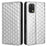 For Umidigi A13 Pro Cell Phone Case Imprinted Rhombus Pattern PU Leather Wallet Anti-Dust Stand Cover - Silver - 1