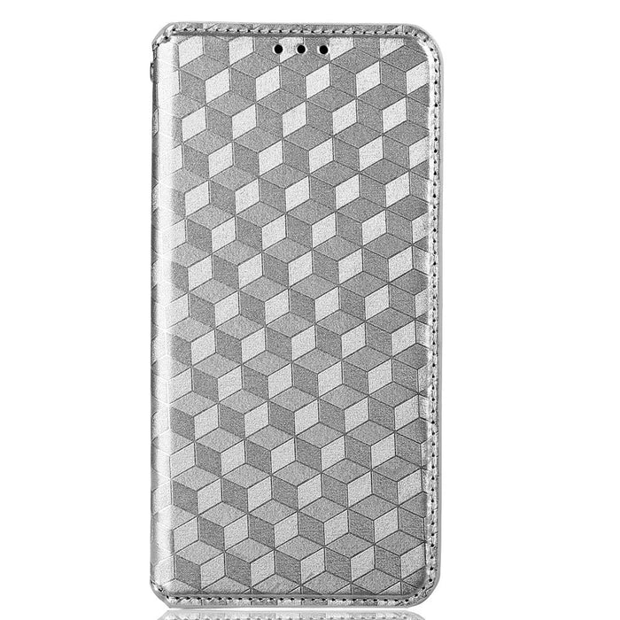 For Umidigi A13 Pro Cell Phone Case Imprinted Rhombus Pattern PU Leather Wallet Anti-Dust Stand Cover - Silver - 6
