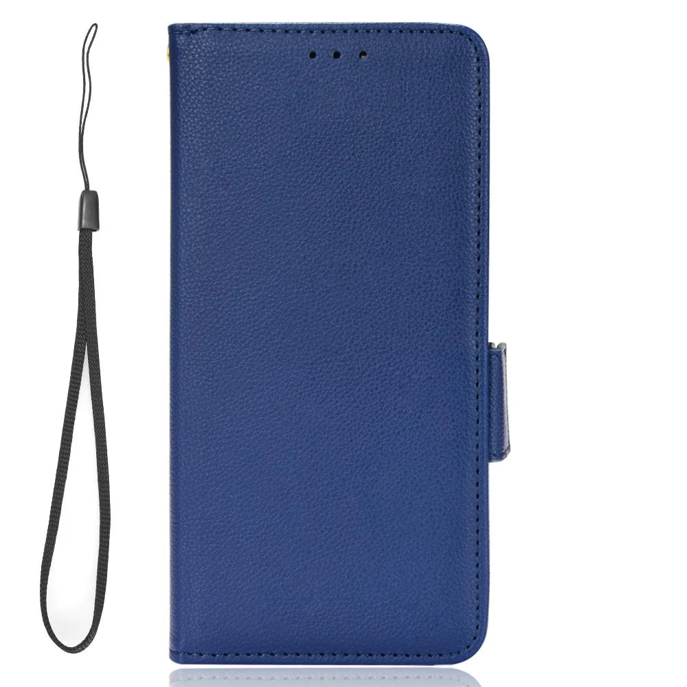 For Umidigi A13 Pro Anti-Dust Phone Cover Wallet Stand Litchi Texture PU Leather Dual Magnetic Clasp Phone Case - Dark Blue - 6