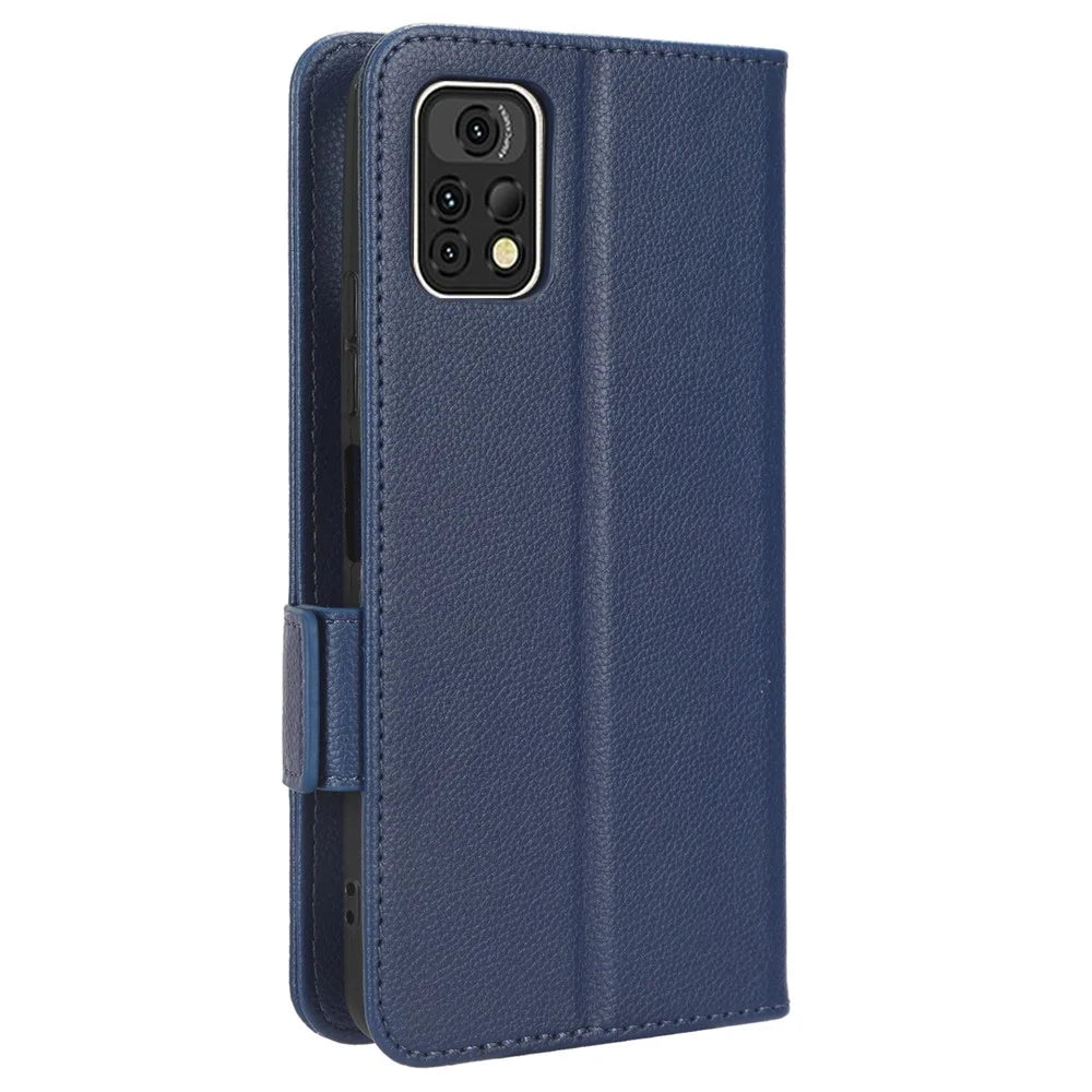 For Umidigi A13 Pro Anti-Dust Phone Cover Wallet Stand Litchi Texture PU Leather Dual Magnetic Clasp Phone Case - Dark Blue - 7