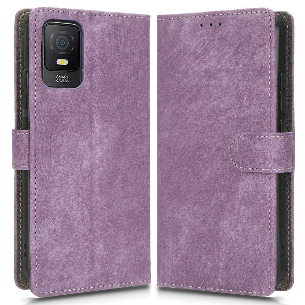For TCL 403 Wallet Phone Flip Cover Leather Phone Case Phone Stand Shell with RFID Blocking Function - Purple - 1