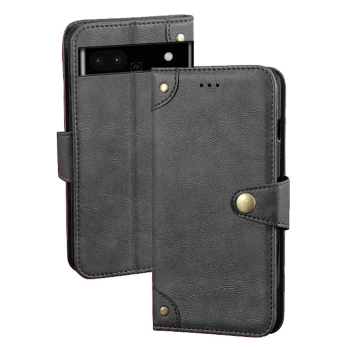 IDEWEI For Google Pixel 7a Shockproof Phone Case PU Leather Wallet Stand Cell Phone Cover - Black - 1