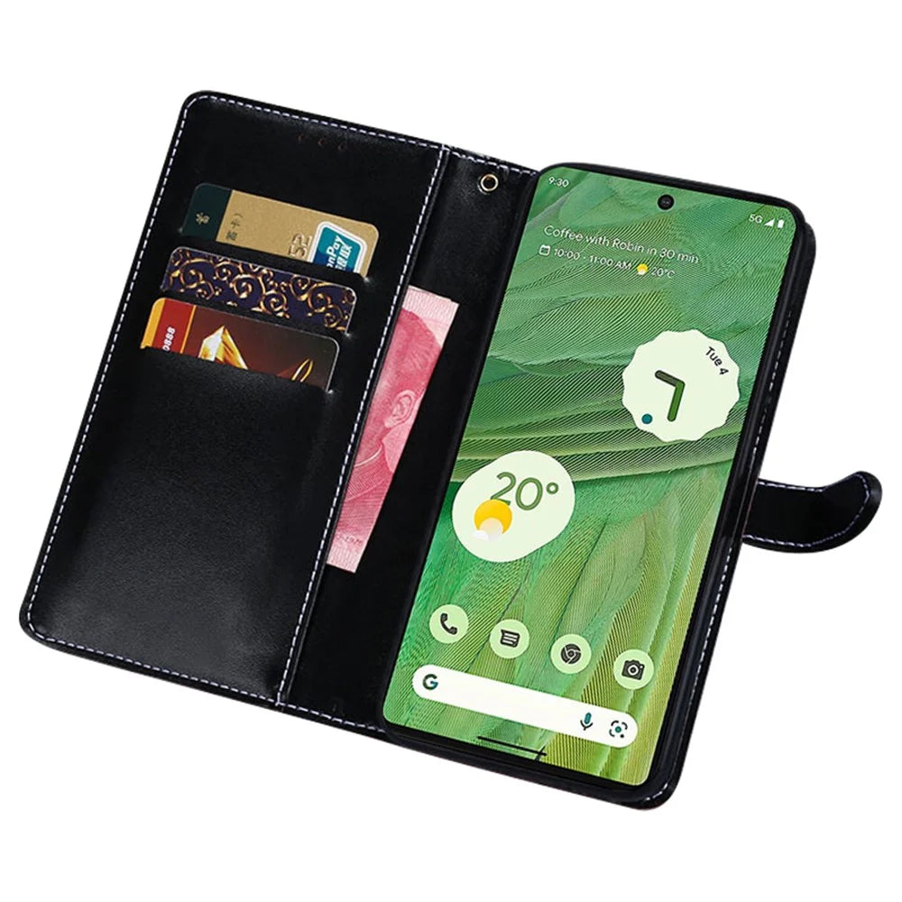 IDEWEI For Google Pixel 7a Shockproof Leather Phone Cover Crocodile Texture Stand Flip Wallet Phone Case - Black - 2