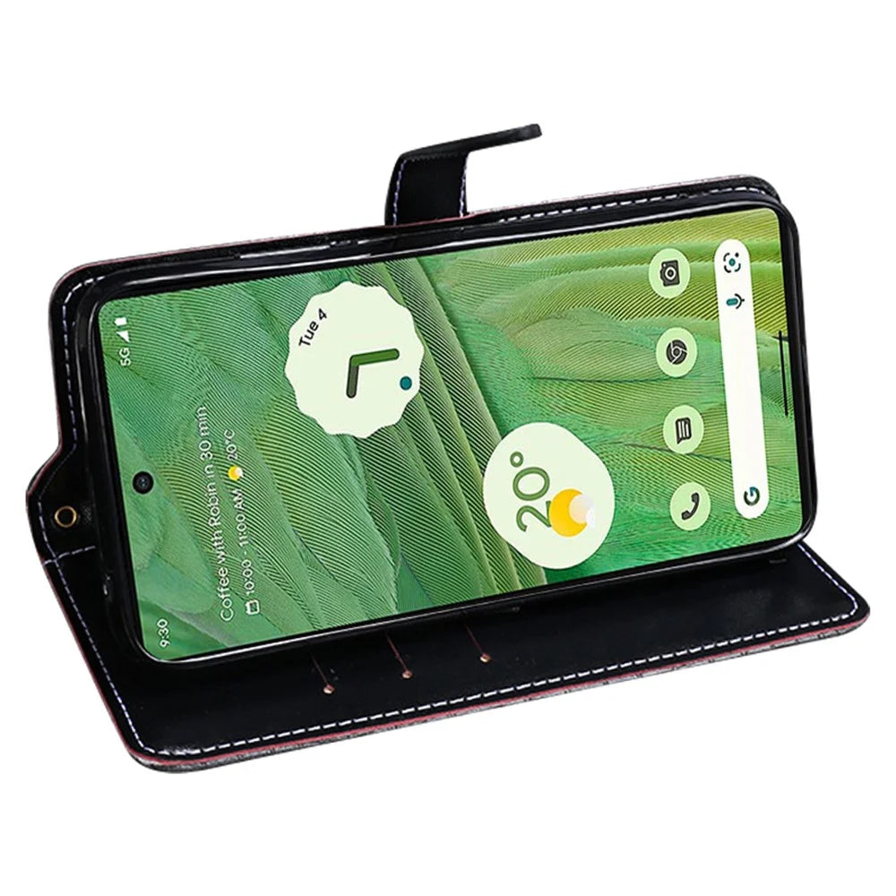 IDEWEI For Google Pixel 7a Shockproof Leather Phone Cover Crocodile Texture Stand Flip Wallet Phone Case - Black - 3