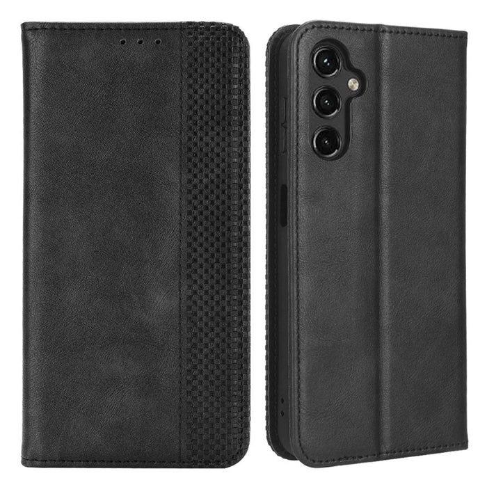 For Samsung Galaxy A14 5G / A14 4G Retro Texture Wallet Leather Stand Mobile Phone Case Phone Cover - Black - 1