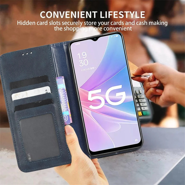 For Samsung Galaxy A14 5G / A14 4G Retro Texture Wallet Leather Stand Mobile Phone Case Phone Cover - Black - 5