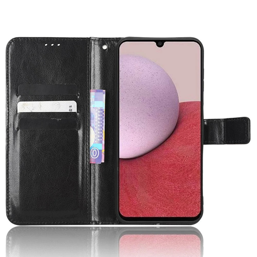For Samsung Galaxy A14 5G / A14 4G Strong Magnetic Clasp Phone Stand Wallet Cover Crazy Horse Texture Leather Phone Case - Black - 2