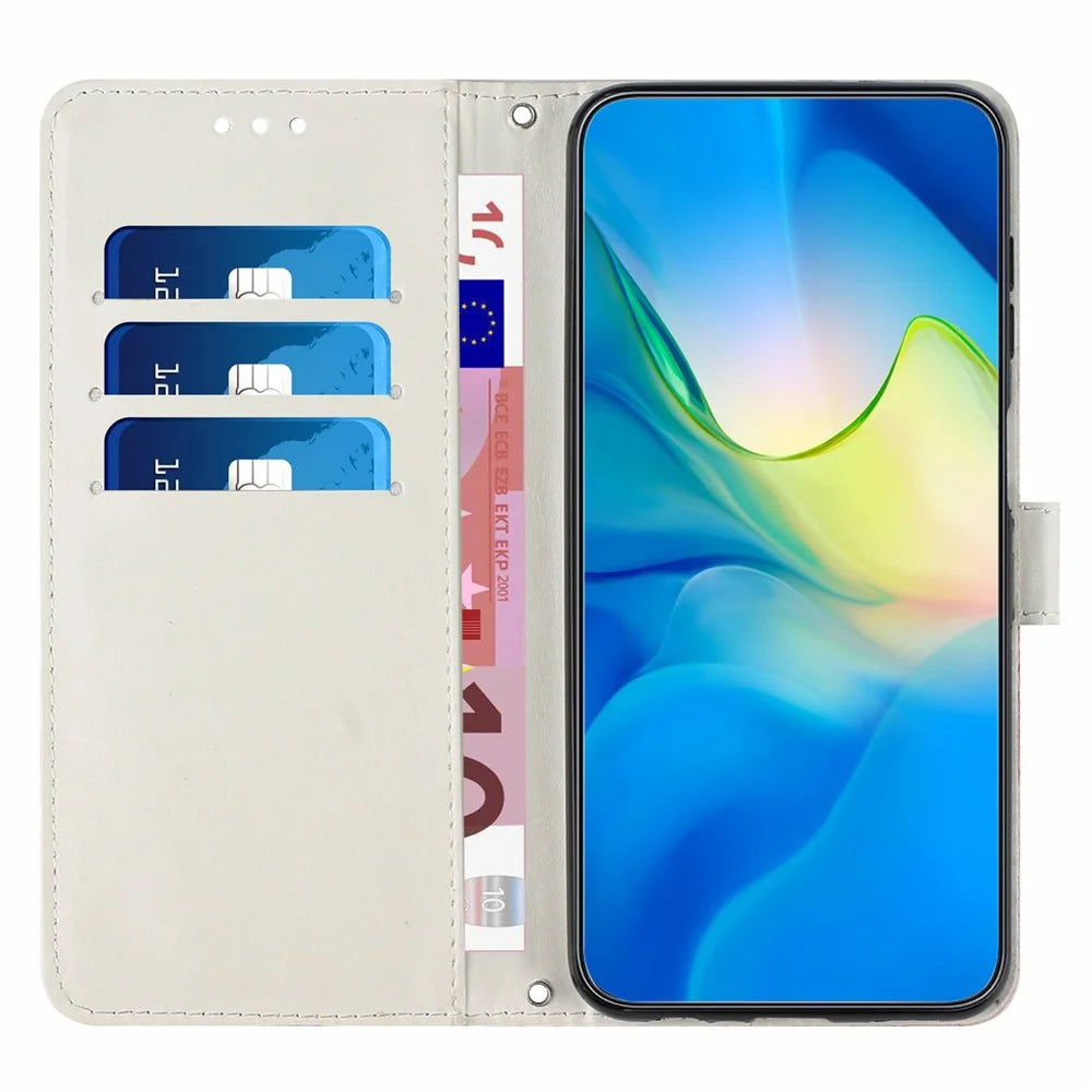 For Samsung Galaxy A34 5G Leather Phone Cover Stand Wallet Marble Pattern Phone Case with Strap - Blue  /  Green - 2