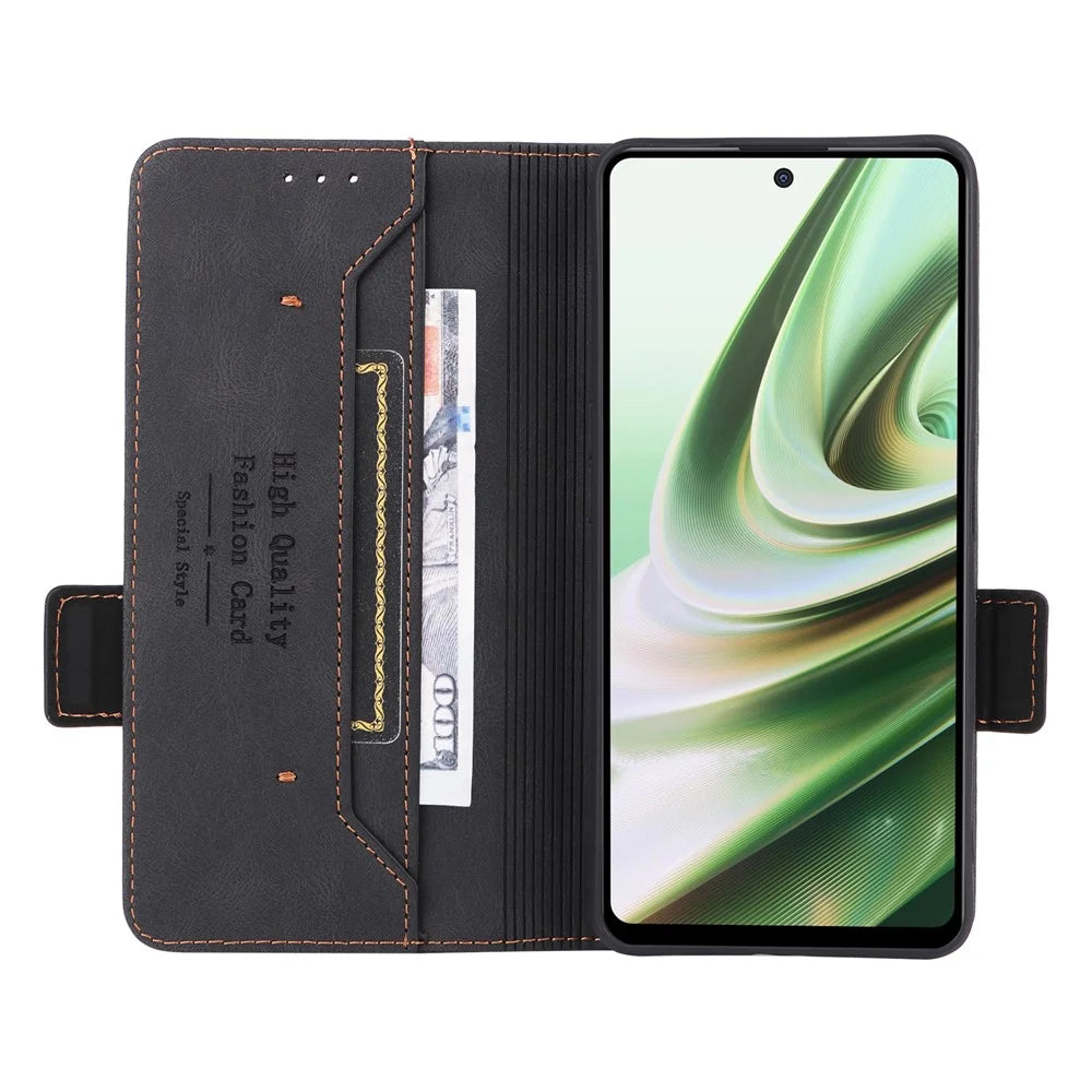 Anti-drop Phone Cover For OnePlus Nord CE 3 Lite 5G / Nord N30 5G , Hardware Decor Flip Leather Wallet Phone Case with Stand - Black - 2