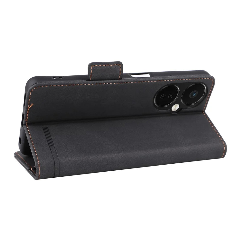 Anti-drop Phone Cover For OnePlus Nord CE 3 Lite 5G / Nord N30 5G , Hardware Decor Flip Leather Wallet Phone Case with Stand - Black - 4
