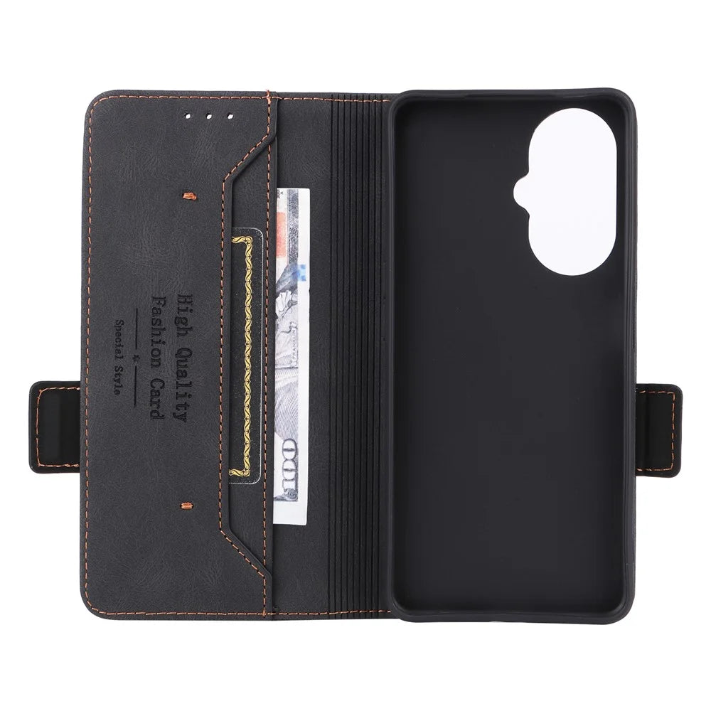 Anti-drop Phone Cover For OnePlus Nord CE 3 Lite 5G / Nord N30 5G , Hardware Decor Flip Leather Wallet Phone Case with Stand - Black - 5