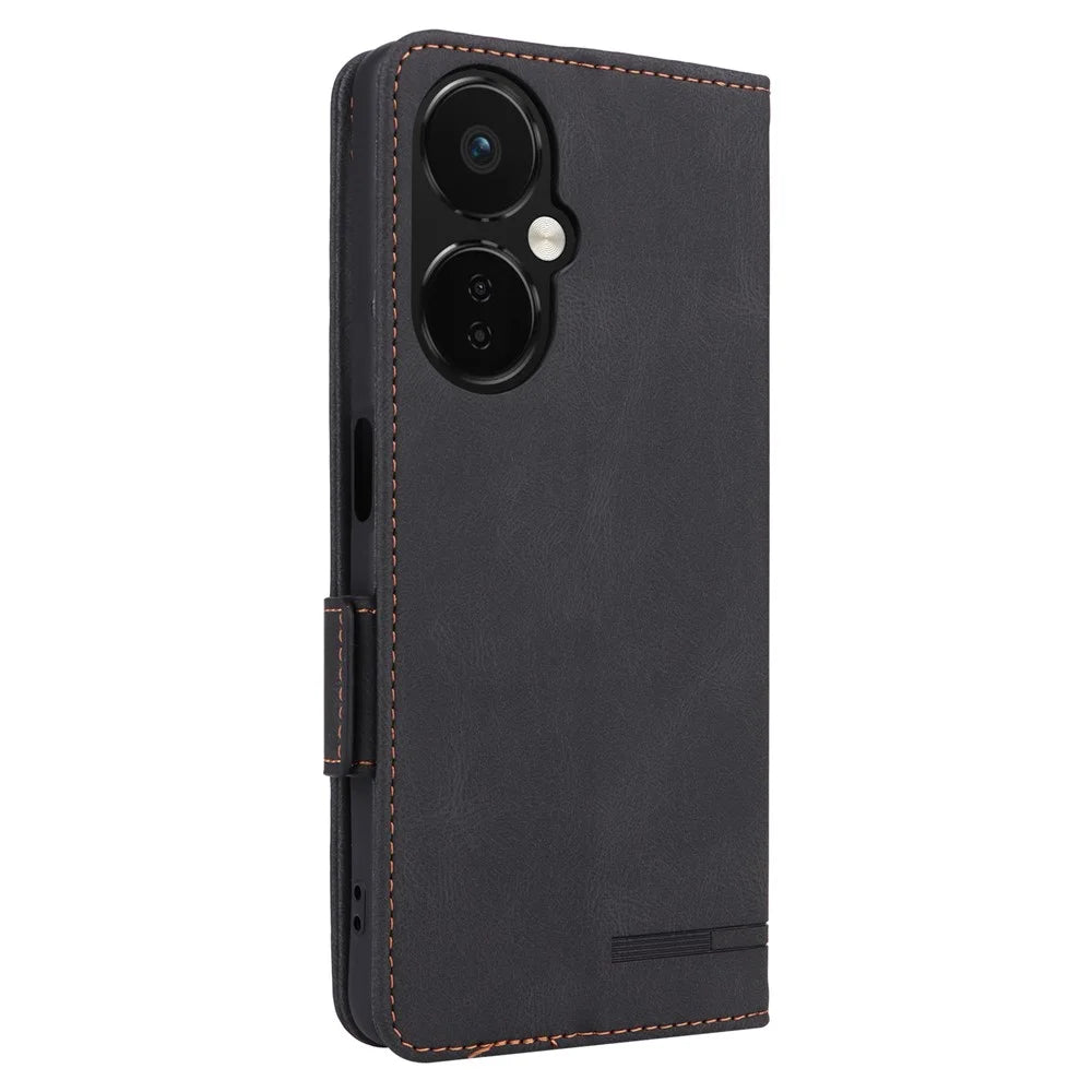 Anti-drop Phone Cover For OnePlus Nord CE 3 Lite 5G / Nord N30 5G , Hardware Decor Flip Leather Wallet Phone Case with Stand - Black - 7