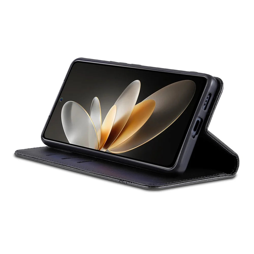 AZNS For vivo S16e 5G Shockproof Cell Phone Case PU Leather Wallet Stand Magnetic Phone Cover - Black - 2