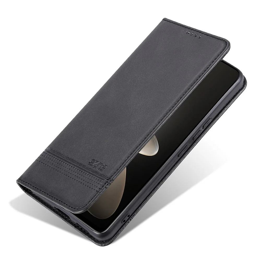 AZNS For vivo S16e 5G Shockproof Cell Phone Case PU Leather Wallet Stand Magnetic Phone Cover - Black - 6