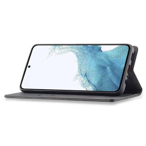LC.IMEEKE Magnetic Closure Phone Case For Samsung Galaxy A14 4G / 5G , PU Leather Cell Phone Cover Wallet Stand  - Black - 2