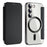Magnetic Case for Samsung Galaxy S23+ PU Leather+TPU RFID Blocking Flip Phone Cover - Black - 1