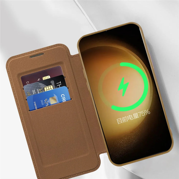 Magnetic Case for Samsung Galaxy S23+ PU Leather+TPU RFID Blocking Flip Phone Cover - Black - 4