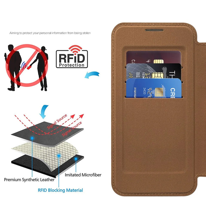 Magnetic Case for Samsung Galaxy S23+ PU Leather+TPU RFID Blocking Flip Phone Cover - Black - 5