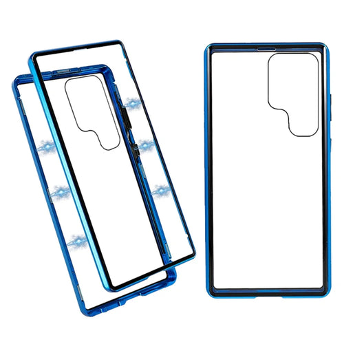 For Samsung Galaxy S23 Ultra Full Body Case Magnetic Tempered Glass Double-Sided Phone Case - Blue - 1