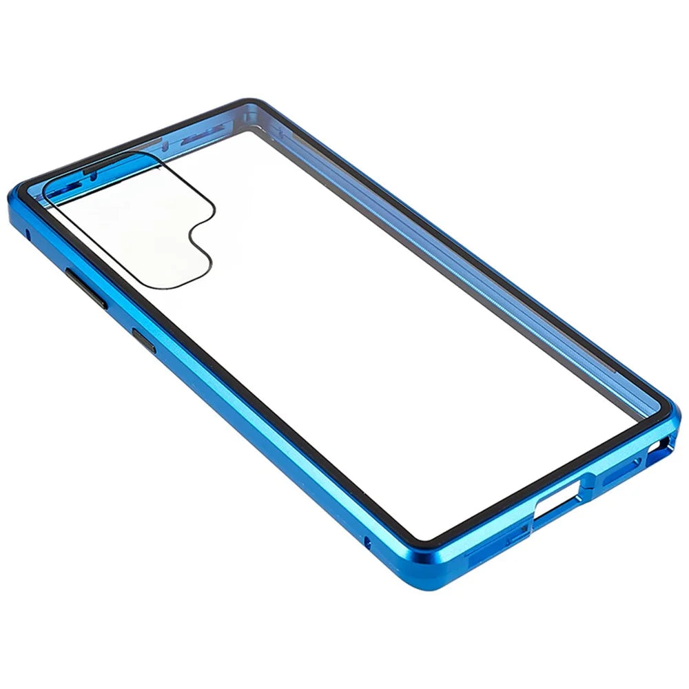 For Samsung Galaxy S23 Ultra Full Body Case Magnetic Tempered Glass Double-Sided Phone Case - Blue - 4