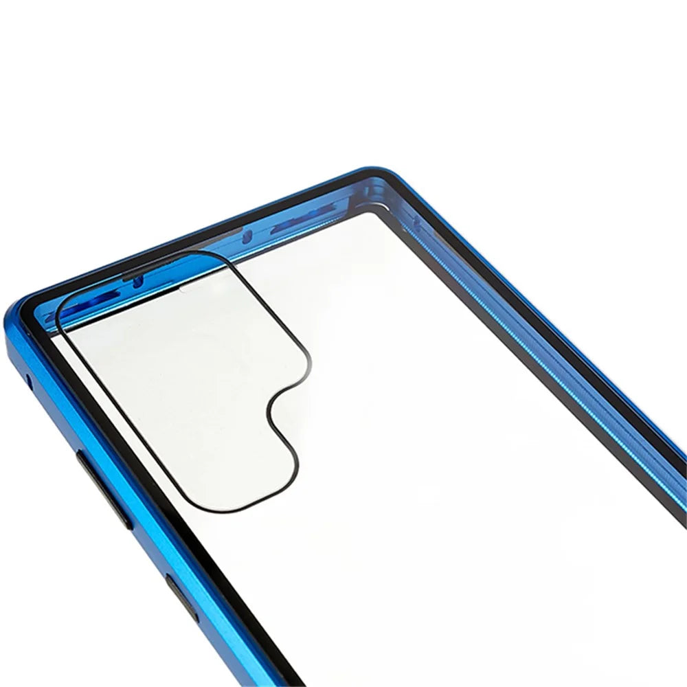 For Samsung Galaxy S23 Ultra Full Body Case Magnetic Tempered Glass Double-Sided Phone Case - Blue - 5