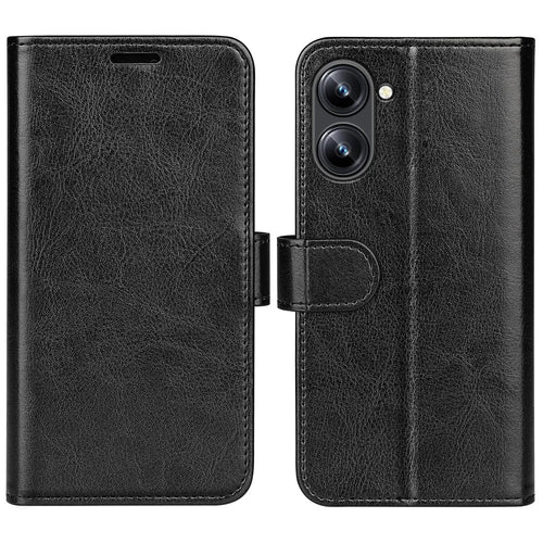 For Realme 10 4G Crazy Horse Texture Anti-scratch Phone Case Flip Leather Wallet Stand Phone Cover - Black - 1