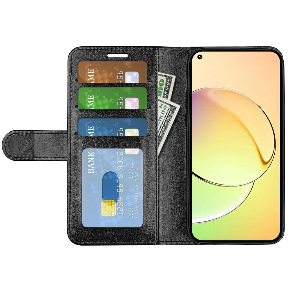 For Realme 10 4G Crazy Horse Texture Anti-scratch Phone Case Flip Leather Wallet Stand Phone Cover - Black - 2