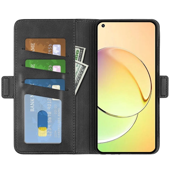 For Realme 10 4G Cell Phone Stand Case Calf Texture PU Leather Wallet Phone Cover - Black - 2