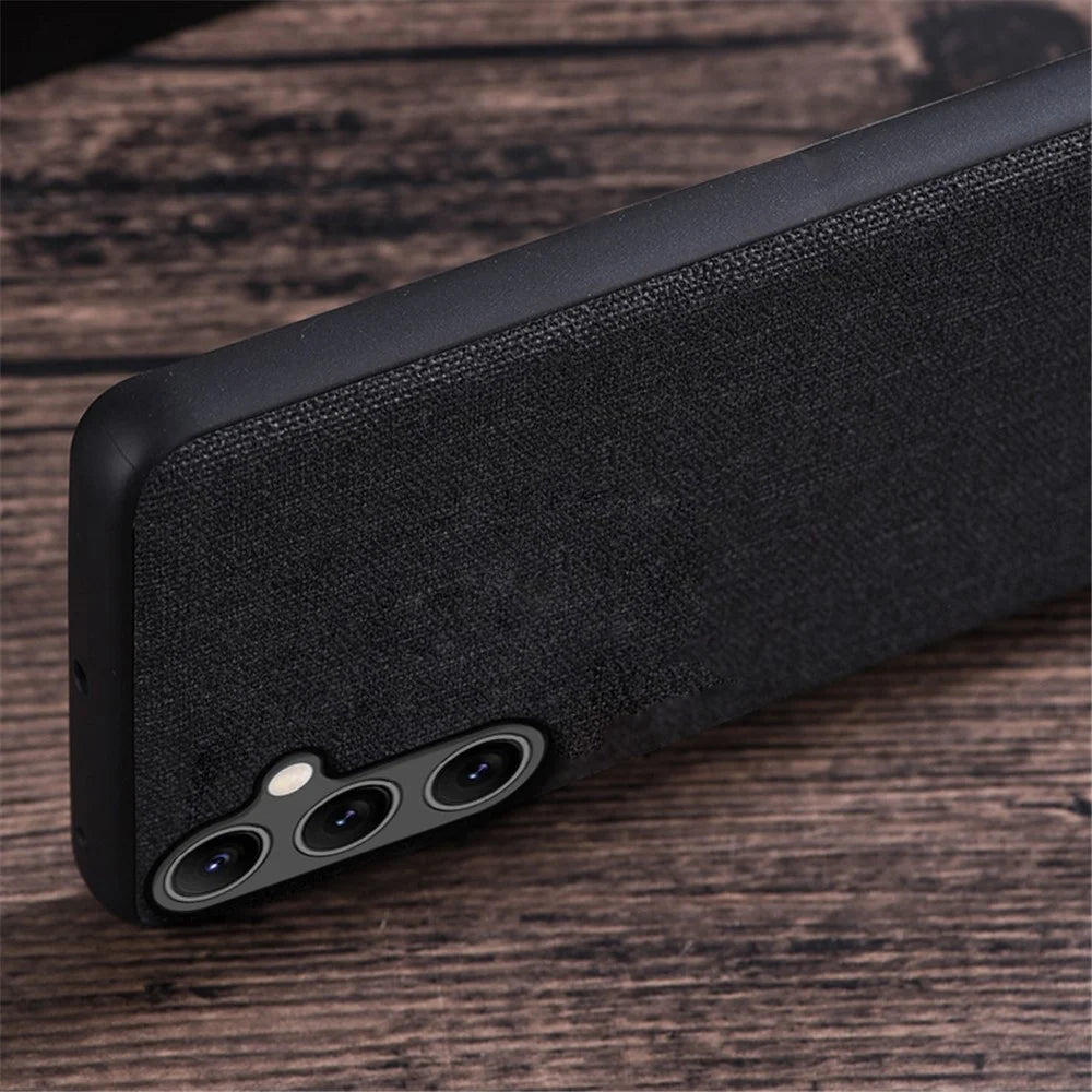 Non-slip Phone Case For Samsung Galaxy A54 5G Cloth Texture Anti-scratch Phone Back Cover - Black - 4
