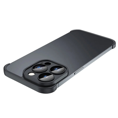 For iPhone 14 Pro Max Frameless Phone Protector TPU Phone Edge Case Corner Raised Bezel Bumper Phone Cover - Black - 1