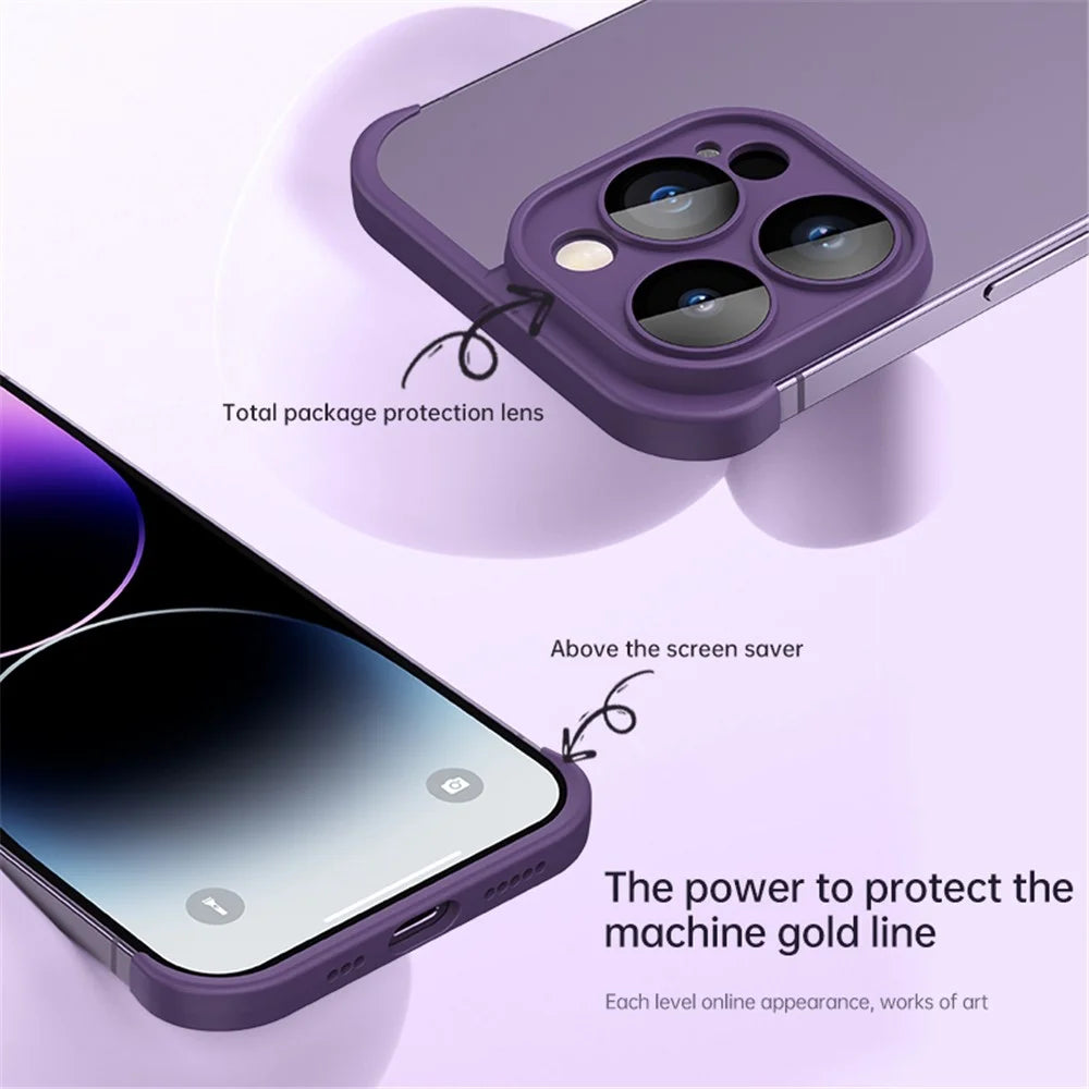 For iPhone 14 Pro Max Frameless Phone Protector TPU Phone Edge Case Corner Raised Bezel Bumper Phone Cover - Black - 3