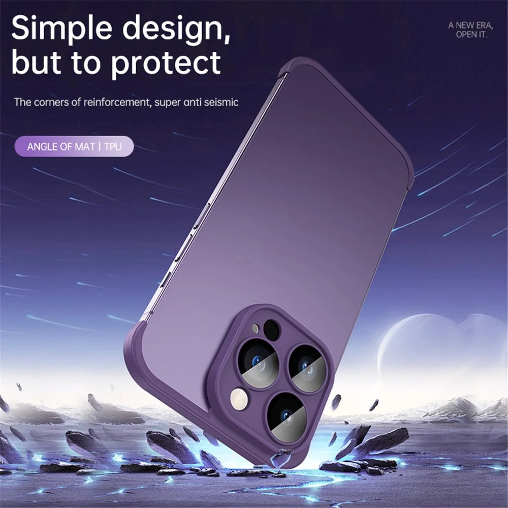 For iPhone 14 Pro Max Frameless Phone Protector TPU Phone Edge Case Corner Raised Bezel Bumper Phone Cover - Black - 5