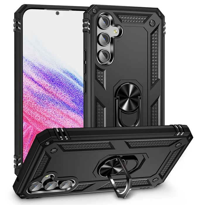 For Samsung Galaxy A54 5G Shockproof Phone Case Military Grade Phone Back Cover with Ring Kickstand - Black - 1