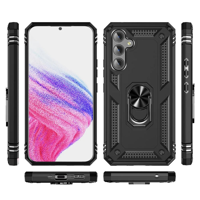 For Samsung Galaxy A54 5G Shockproof Phone Case Military Grade Phone Back Cover with Ring Kickstand - Black - 2