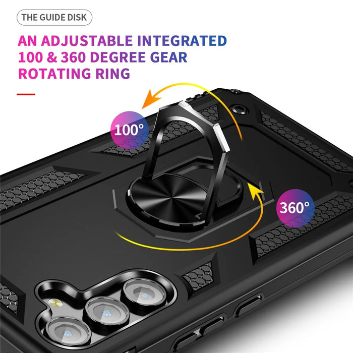 For Samsung Galaxy A54 5G Shockproof Phone Case Military Grade Phone Back Cover with Ring Kickstand - Black - 3