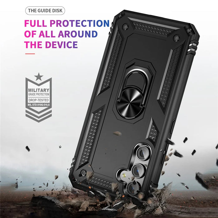 For Samsung Galaxy A54 5G Shockproof Phone Case Military Grade Phone Back Cover with Ring Kickstand - Black - 5